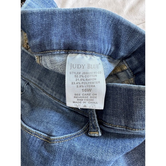 Judy Blue Jeans Womens Sz 16w Pull On Skinny Fit Jegging Distressed Blue Denim - Picture 4 of 8
